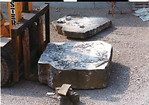 Erratischer Block M-42, 1997Schlacke aus der Müllverbrennung, Muschelkalk, Blei; 240 x 260 x 122 cm